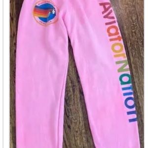ISO AVAITOR NATION NEON OINK LOGO SWEATPANTS IN S OR M